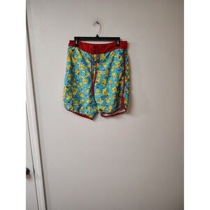 Pokemon Pikachu Swim Trunks Mens Medium Blue Red Poke Ball Board Shorts Mesh